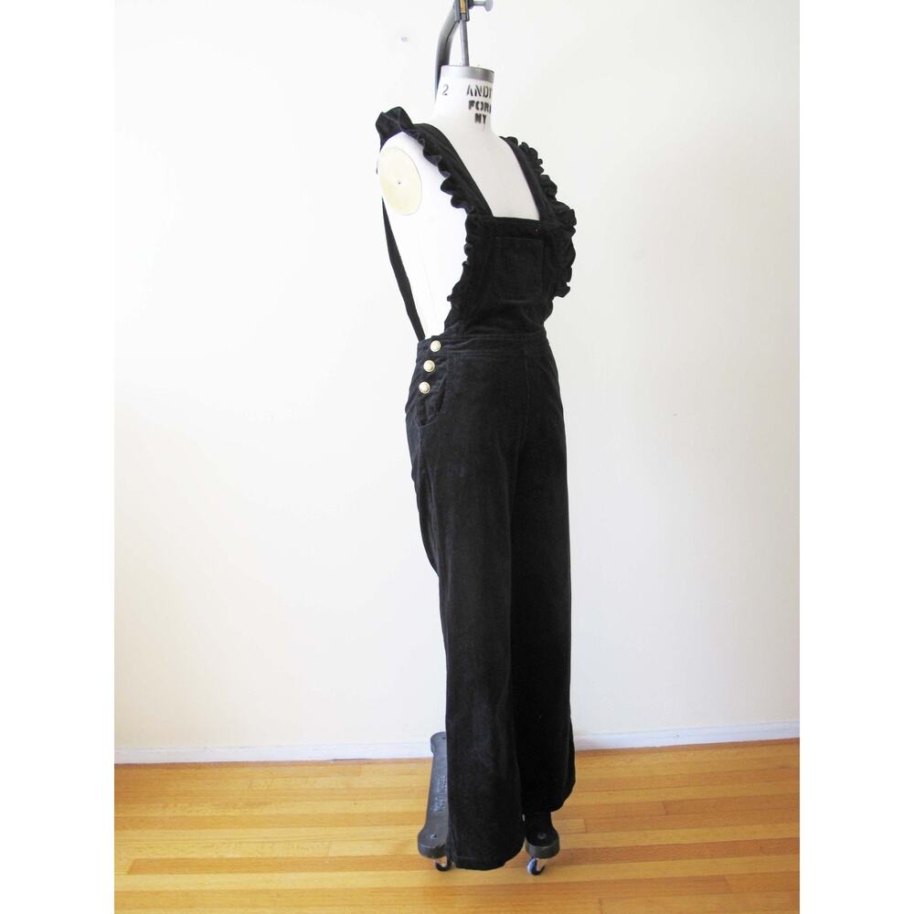 SEZANE Black Corduroy Ruffle Strap Overalls 36 S - Picture 3 of 5
